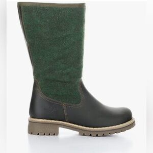 Bos & Co Hannah Green Wool Sherpa Lined Waterproof Leather Boots - 40